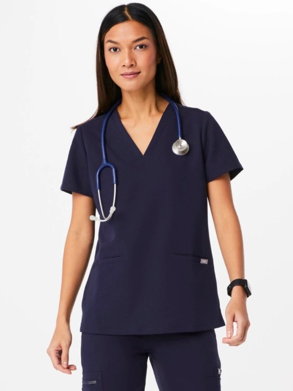 FIGS Women's EUC Casma 3-Pocket V Neck Scrub Top Navy | Size M - Picture 2 of 10
